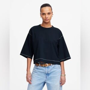 Madewell Wide-Sleeve Boxy Tee in Dark Navy